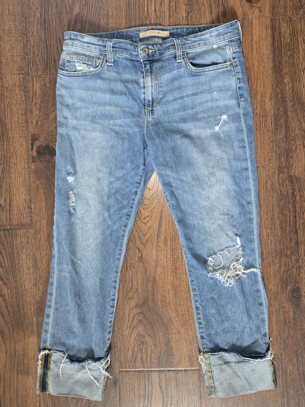 Joe's Jeans Distressed Light Blue High-Rise Cuff Crop Jeans Size 30